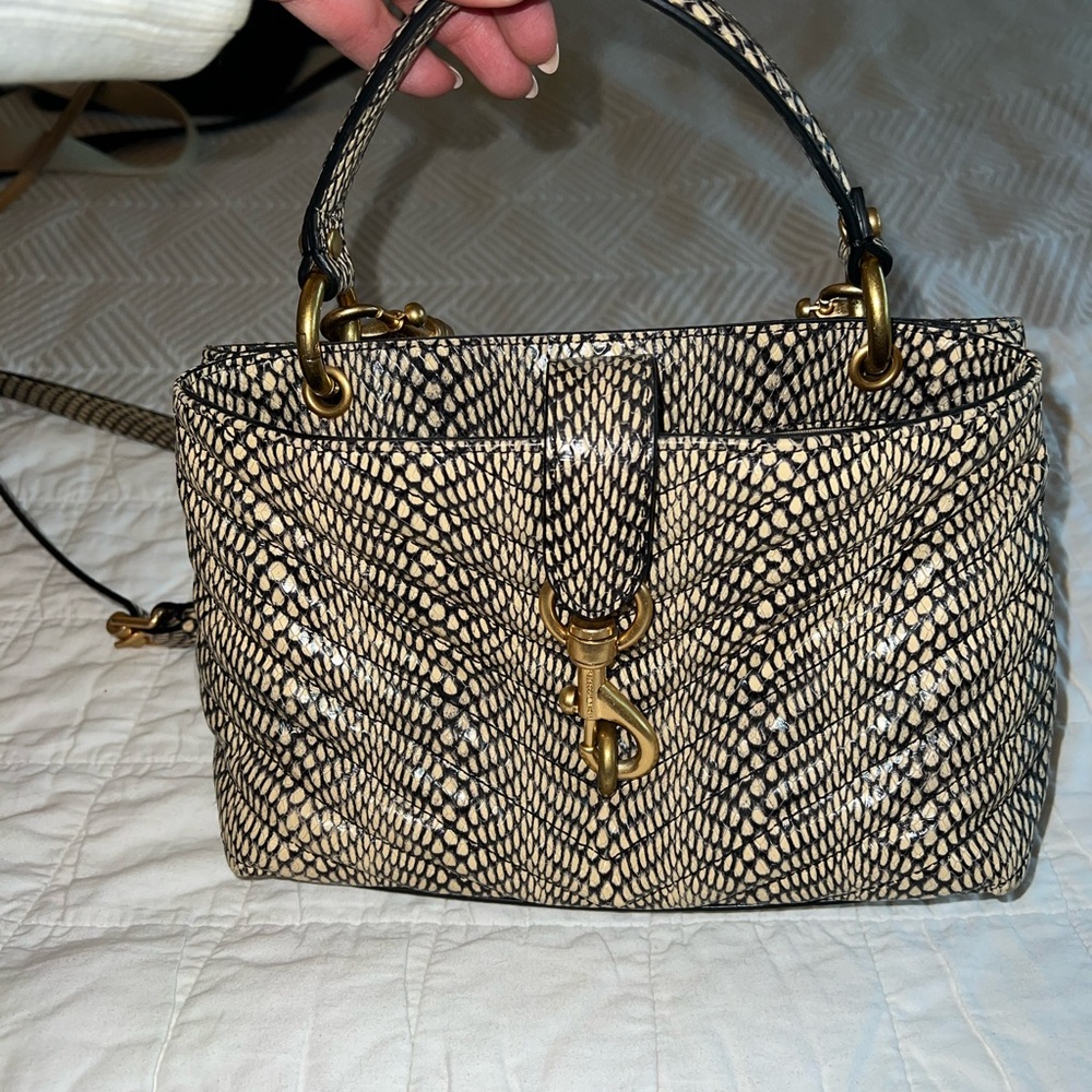 Rebecca Minkoff Black and Cream Satchel